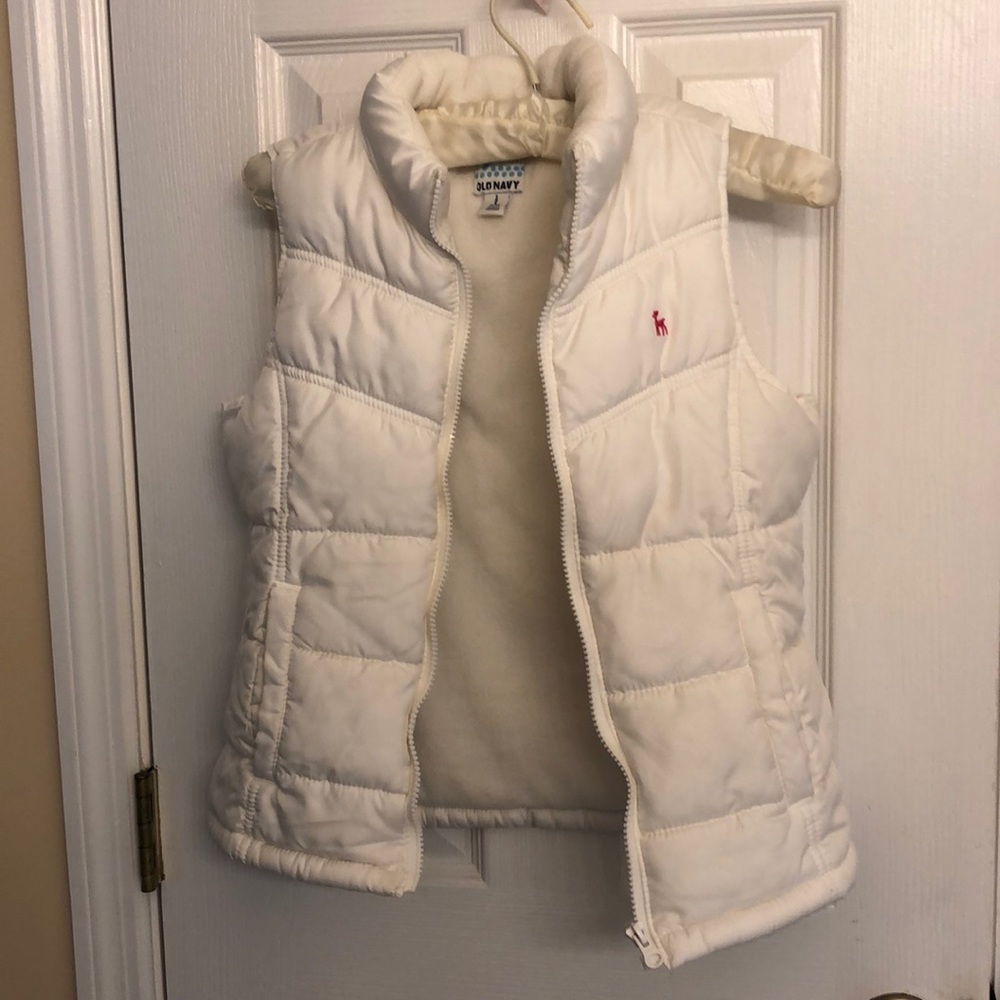Old navy girls puffy white vest.